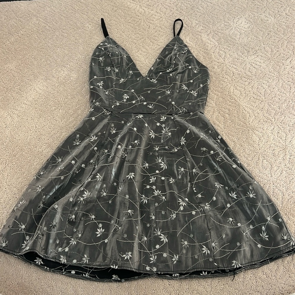 Lucy In the Sky Gray Floral Mini Dress